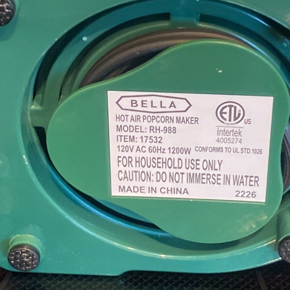 POPCORN Hot Air 12 cup BELLA,Rudolph Xmas Design - Exc Cond-Original Box/Manual - Picture 5 of 7
